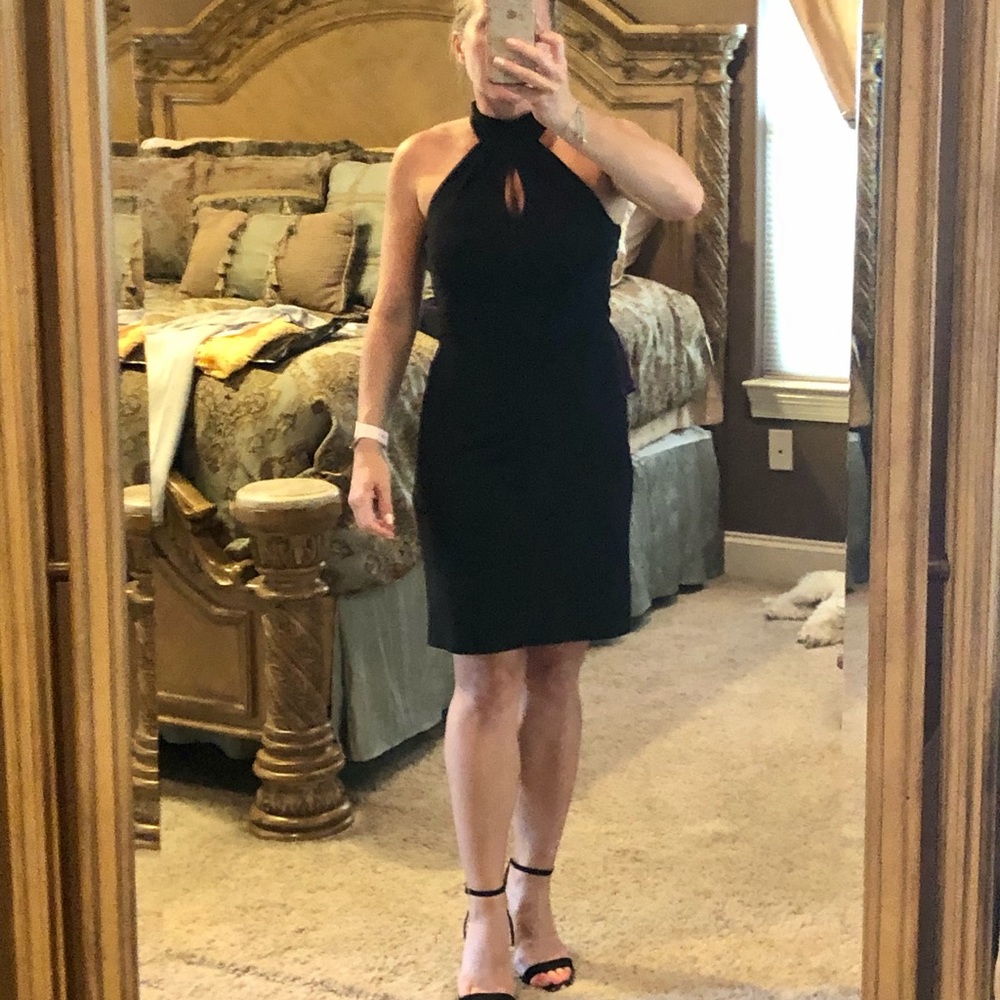 Sleek little black dress with keyhole cutout